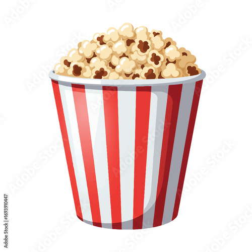 Iconic Flat 2D Vector Illustration of a Popcorn Bucket Icon – Clean, Minimalist Cinema Snack Graphic for Entertainment, Events, and Digital Content
