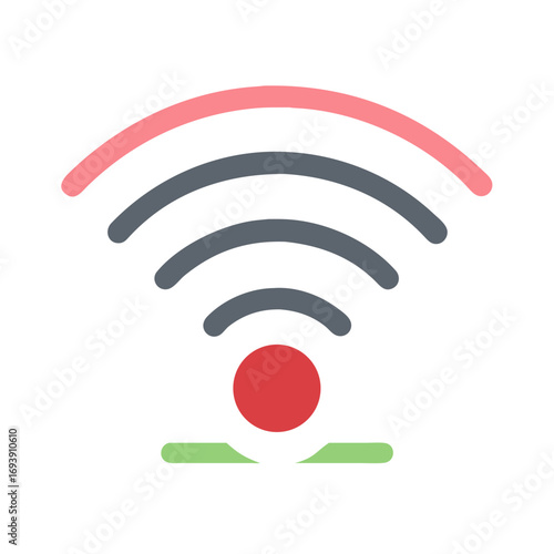 Stylized flat design of a wifi signal symbol against a black background