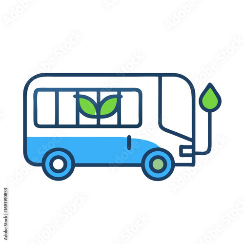 Eco-Friendly Bus Illustration Promoting Green Transportation and Sustainable Living on Black Background