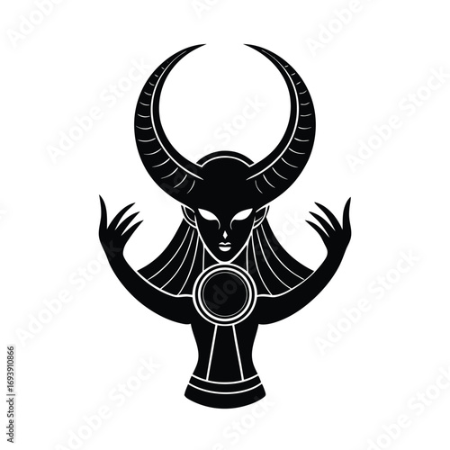 Hathor Horns Holding Solar Disk
