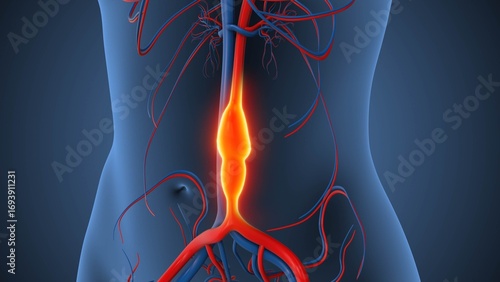 Bild auf Leinwand Abdominal Aortic Aneurysm causing vessel enlargement