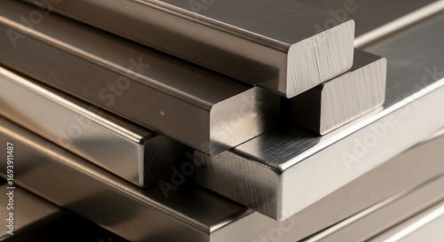 Stunning Macro Photo of Stacked Titanium and Nickel Polished Bars