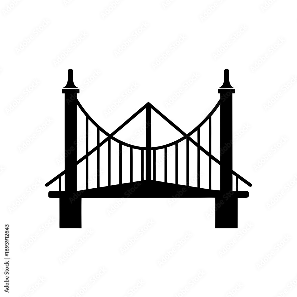 Obraz premium Silhouette of a simple bridge on transparent background