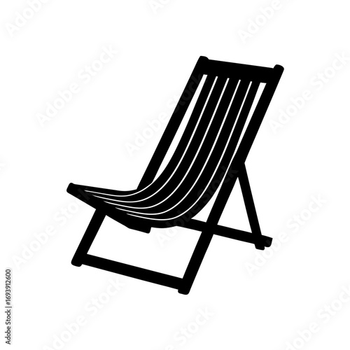 Illustration of a beach chair on transparent background silhouette