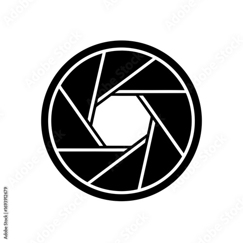 Camera aperture lens diaphragm on transparent background silhouette