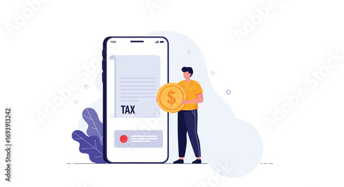 Digital tax payment application concept for easy financial management and accounting services
