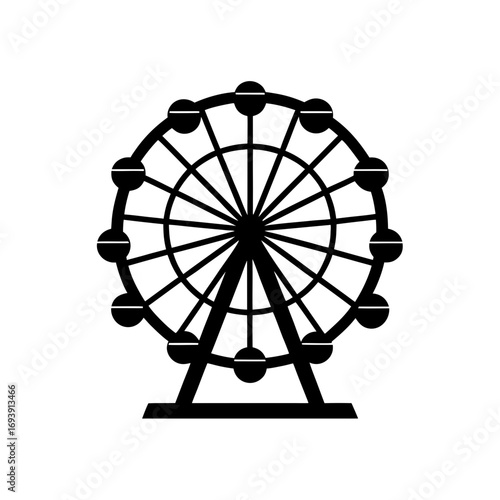 Silhouette of a ferris wheel on transparent background