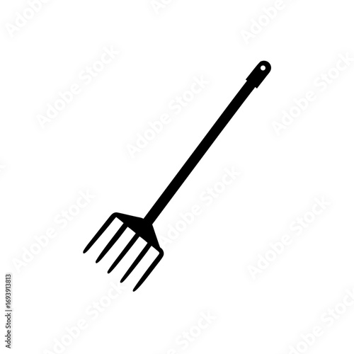 Illustration of a garden rake on transparent background silhouette