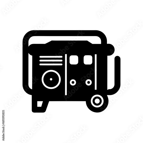 Black portable generator icon on transparent background silhouette