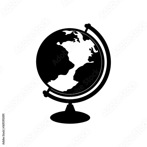 Silhouette of a world globe on transparent background