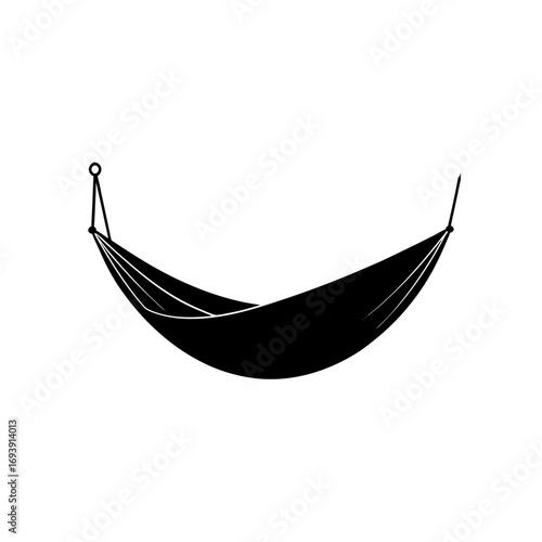 Simple black hammock illustration on transparent background silhouette
