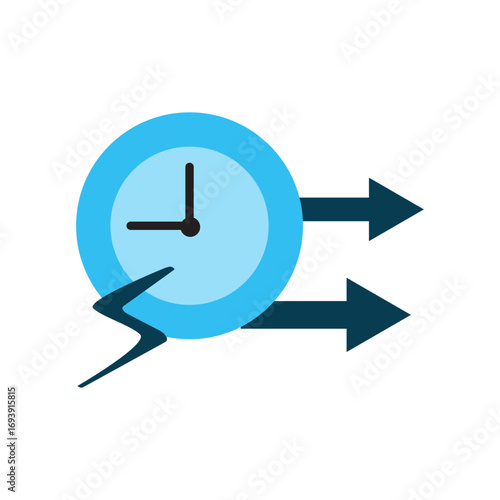 Clock with Double Arrows & Lightning Bolt
