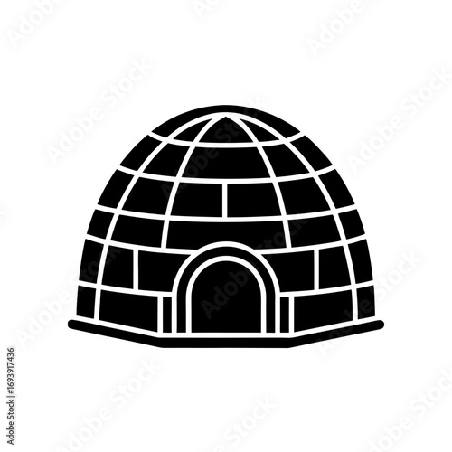 Illustration of a black igloo on transparent background silhouette