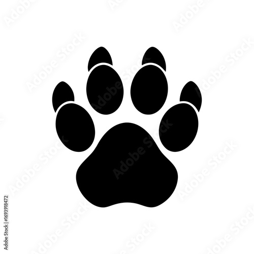 Illustration of a paw print on transparent background silhouette