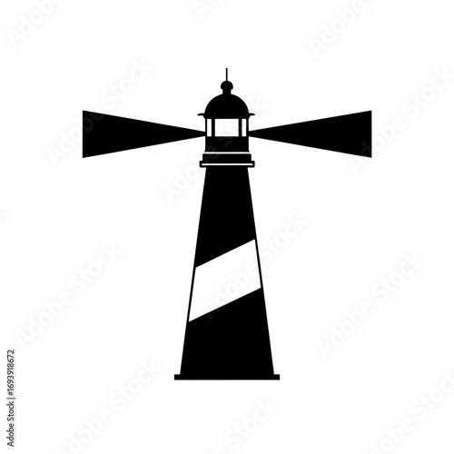 Black and white lighthouse art on transparent background silhouette