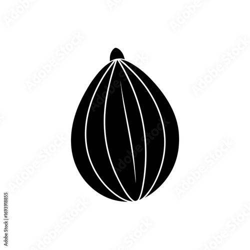 Silhouette of a striped fig on transparent background