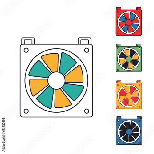 Cooling system component fan for electronic devices and computer components ventilation