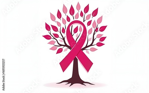 Breast Cancer awareness concept ribbon tree design. High quality