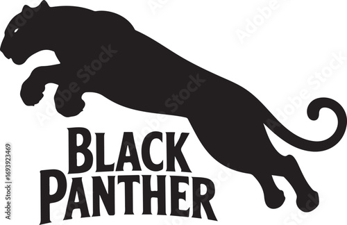 Black Panther Jumping Vector Silhouette