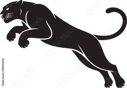 Black Panther Jumping Vector Silhouette