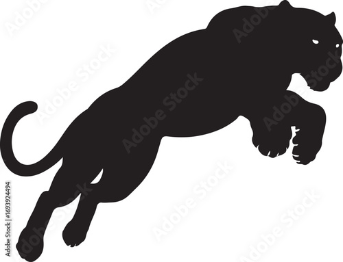Black Panther Jumping Vector Silhouette