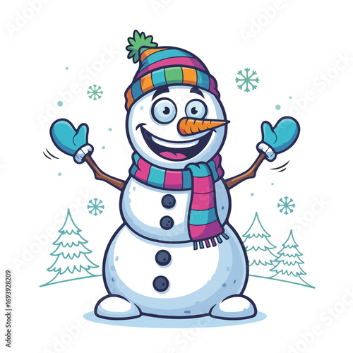vector illustration of snowman