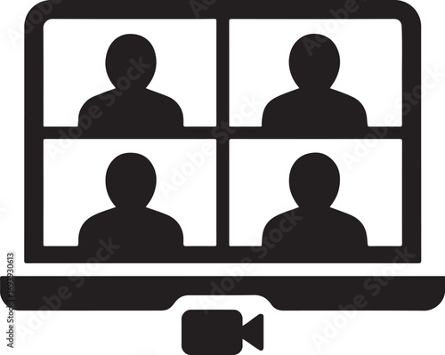 Silhouette of people in an online meeting, virtual teamwork and digital communication concept.