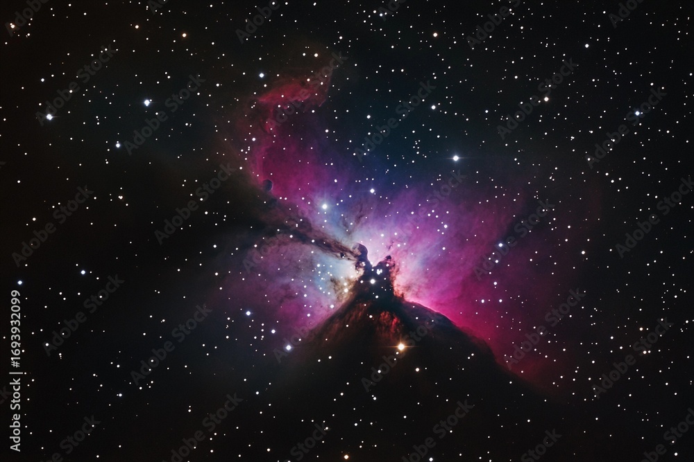 Fototapeta premium Nebula bursting with vibrant colors and countless stars in a deep cosmic landscape
