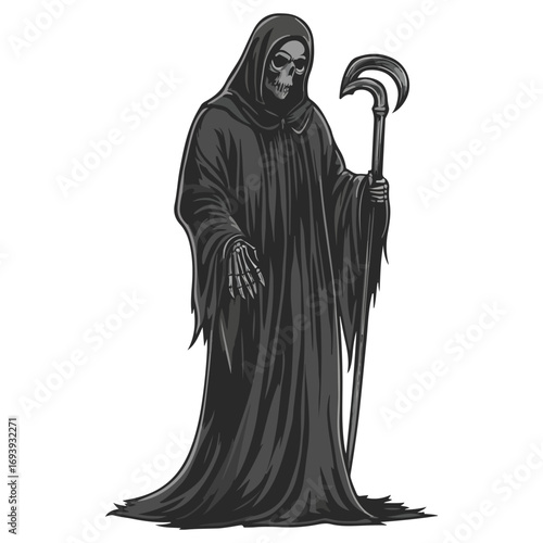 grim reaper, costume, halloween, festival, vector, transparent background, evil, horror, death, mask, reaper, devil, ghost, statue, model, dark, cloak, monster