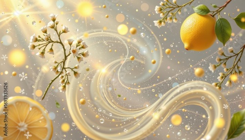 lemon cream shine theme with warm golden lemon with creamy haze, seamless creamy pastel fade, ethereal lemon sparkle, soft focus lemon mist, gentle and refreshing