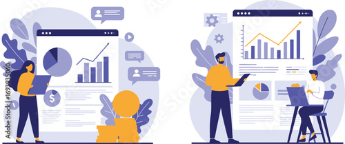 data analysts working with charts graphs and financial reports