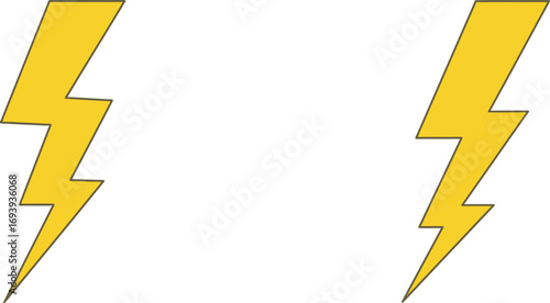 two bright yellow lightning bolts side by side
