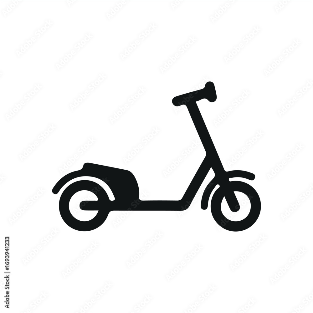 Obraz premium Vector flat design icon of an electric scooter. Symbol of eco-friendly vehicle suitable for urban mobility illustrations and contemporary transportation concepts