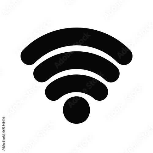 Stylized Black and White WiFi Signal Icon Illustration with Curved Bars