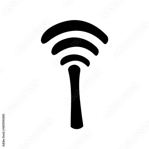 Black and white vector image of a minimalistic stylized wireless signal