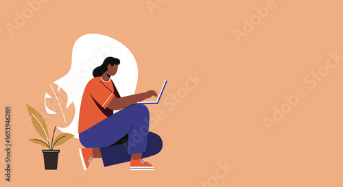 Person working remotely on a laptop, embodying productivity and modern flexible work. Ideal for business, education, or lifestyle content.
