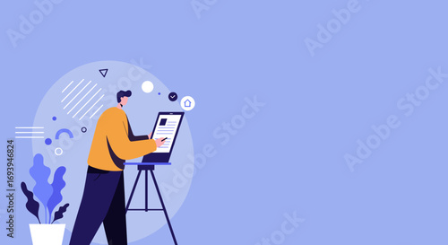 Creative person working on a tablet with stylus, focused on digital design or content creation. Ideal for business, technology, and remote work concepts.