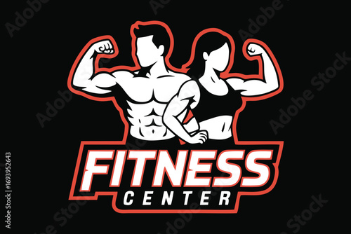 Fitness Center Logo with Man and Woman