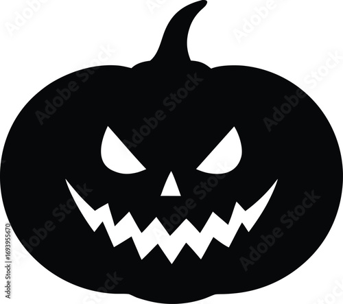 Halloween Pumpkin Silhouette Vector, Jack o Lantern Outline Icon Set, Scary Holiday Symbol Collection. 