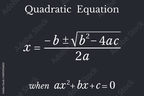 Quadratic Equation. Education. Science. School. Vector illustration.