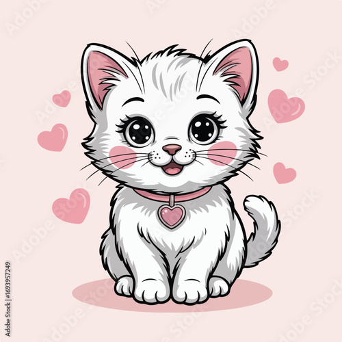 Cute cartoon cat love theme art vector
