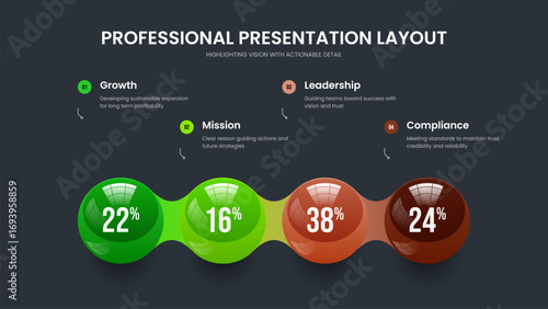 Consulting Introduction 4 Option Diagram Frame Design. Colorful Portfolio Slideshow Layout Vector Illustration. Business Launch Four Element Graph Slide Template.
