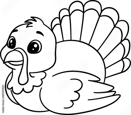 Cute Turkey Outline Cartoon