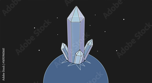 Crystal formation on top of globe, with several individual crystal formations. Crystal formation structure includes multiple crystals on top of surface.