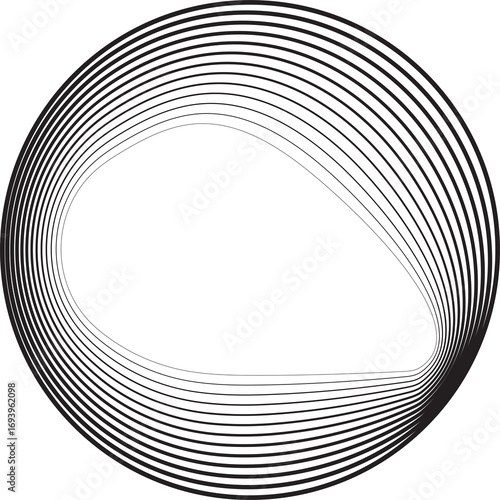 Circle line gradient blend to organic shape. Technology concept
