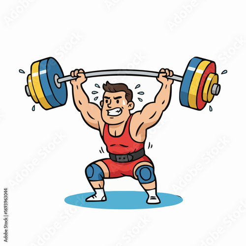 a weightlifter lifting barbell overhead