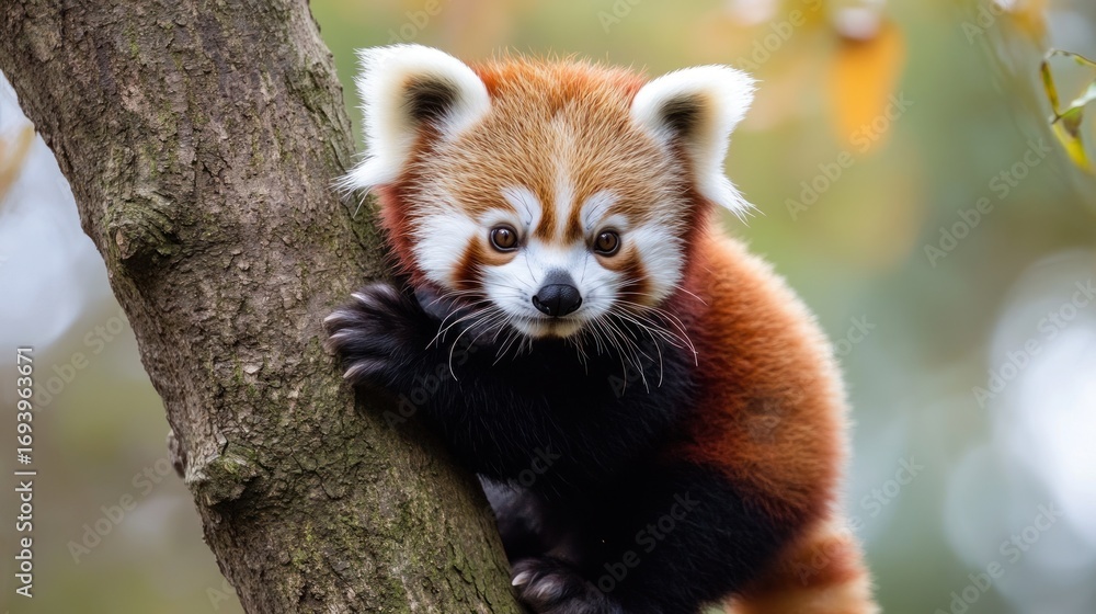 Naklejka premium Red panda on tree