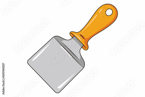 Simple cartoon putty knife icon. A hand tool for construction, plastering, and wall renovation projects.
