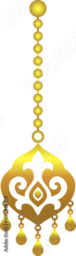 Golden Kazakh pendant with beads № S2-03