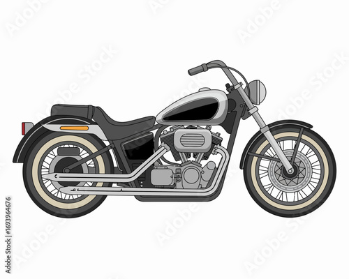 Classic Motorcycle Illustration Vector Image with White Background for Transportation and Lifestyle Concepts